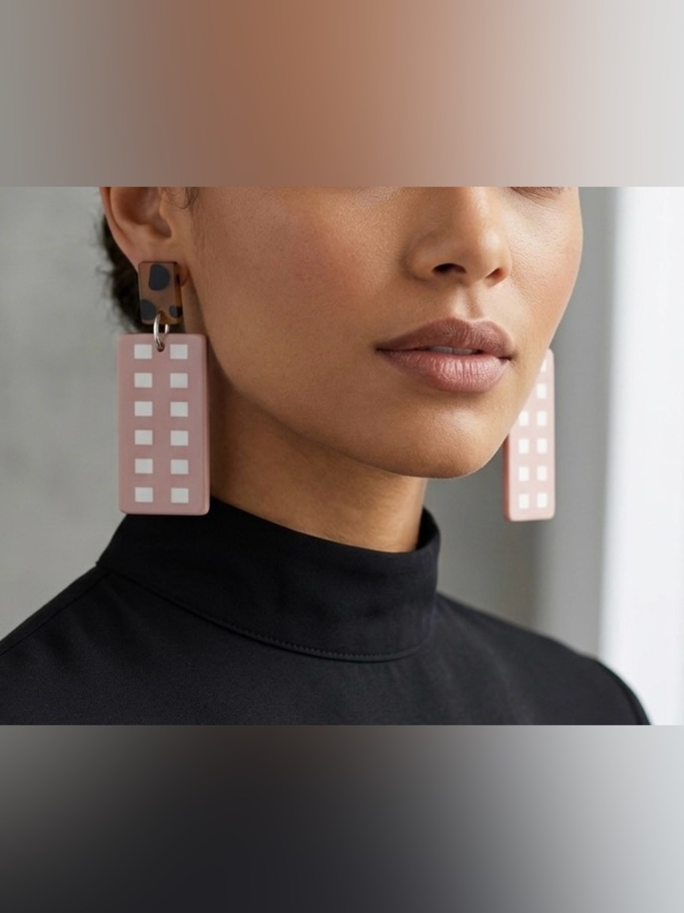 Plunder Pink and White Geometric Dangle Earrings